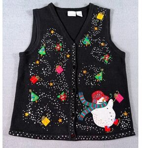 Kim‎ Rogers Snowman Christmas Sweater Vest S Holiday Whimsical Party Festive